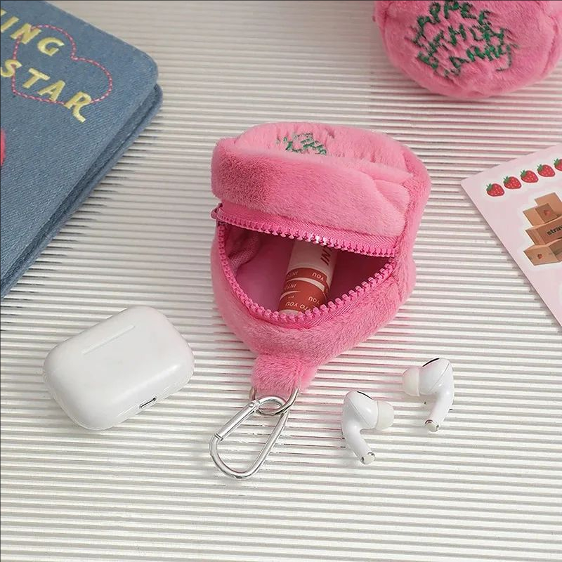 Travel Accessories Wallet - กระเป๋าเก็บหูฟังมินิสีชมพูน่ารักคุณภาพสูง กระเป๋าเก็บของส่วนตัวสำหรับเดินทาง กระเป๋าใส่เหรียญแบบพกพา กระเป๋าใส่ลิปสติก
