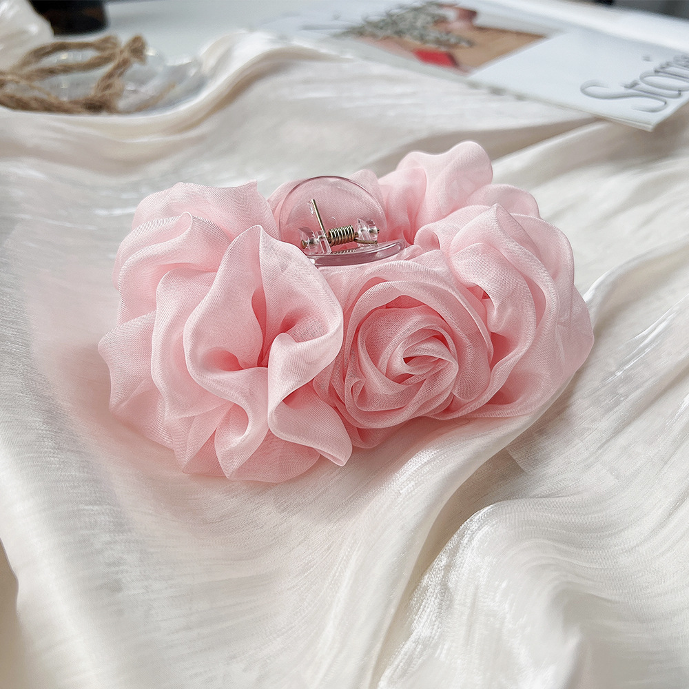 Travel Accessories Aesthetic - กิ๊บติดผมผ้าชีฟองแบบพับได้ สไตล์เกาหลี ลายดอกกุหลาบ ไม่ทำลายเส้นผม สำหรับผู้หญิง